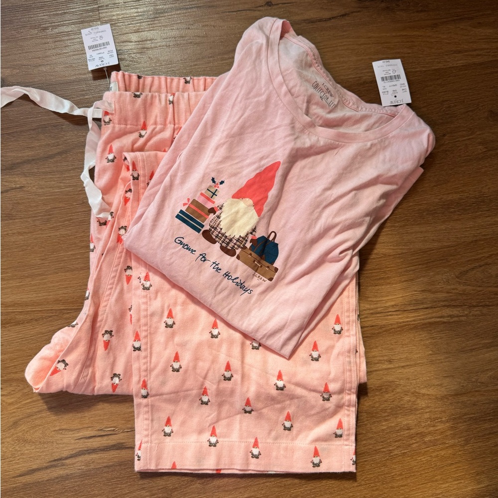 J. Crew Pink Women’s Gnome For The Holidays Pajama Set Size XL NWT Christmas